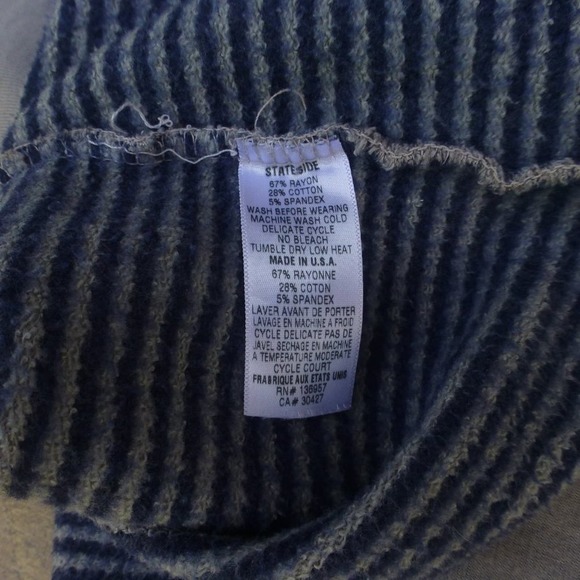 Stateside long sleeve sweatshirt S Rayon Made in USA Reversible stripe wide crew - Picture 10 of 12